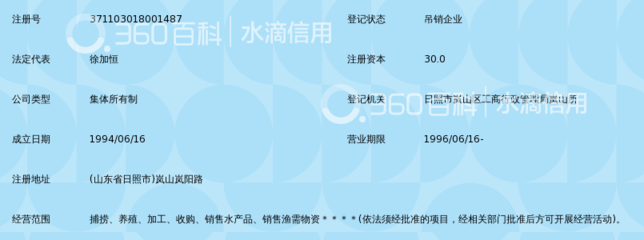 日照市岚山岚阳渔工贸集团总公司渔业公司渔需物资销售业务概览